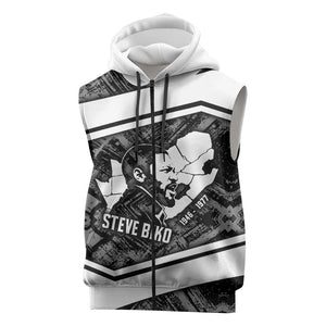 Steve Biko Sleeveless Zip Hoodie with Monochrome Portrait, Ideas Do Not Die Quote - African Pride