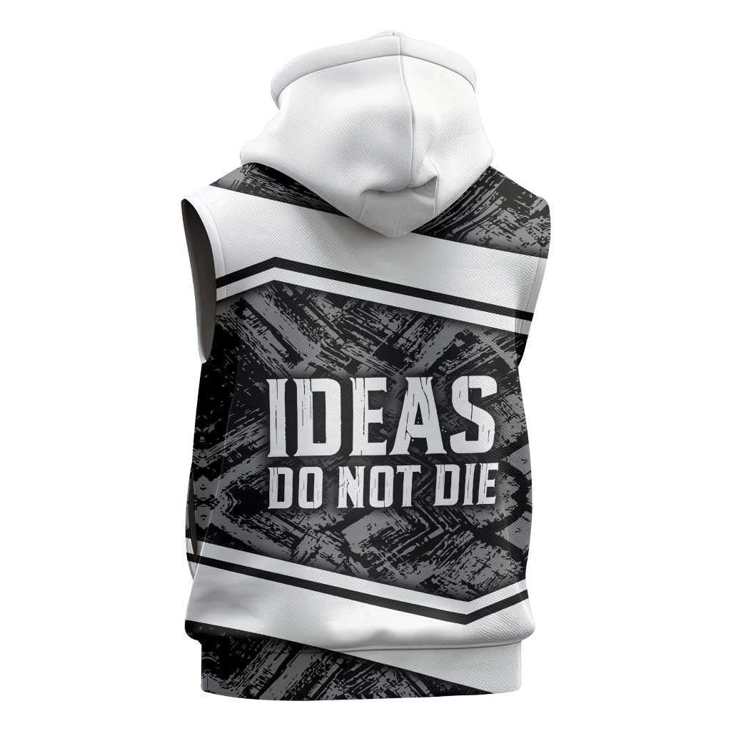 Steve Biko Sleeveless Zip Hoodie with Monochrome Portrait, Ideas Do Not Die Quote - African Pride