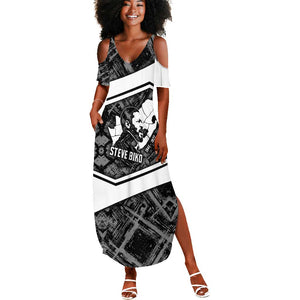 Steve Biko Summer Maxi Dress with Monochrome Portrait, Ideas Do Not Die Quote - African Pride