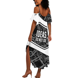 Steve Biko Summer Maxi Dress with Monochrome Portrait, Ideas Do Not Die Quote - African Pride