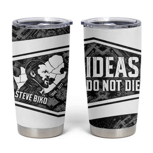 Steve Biko Tumbler Cup with Monochrome Portrait, Ideas Do Not Die Quote - African Pride