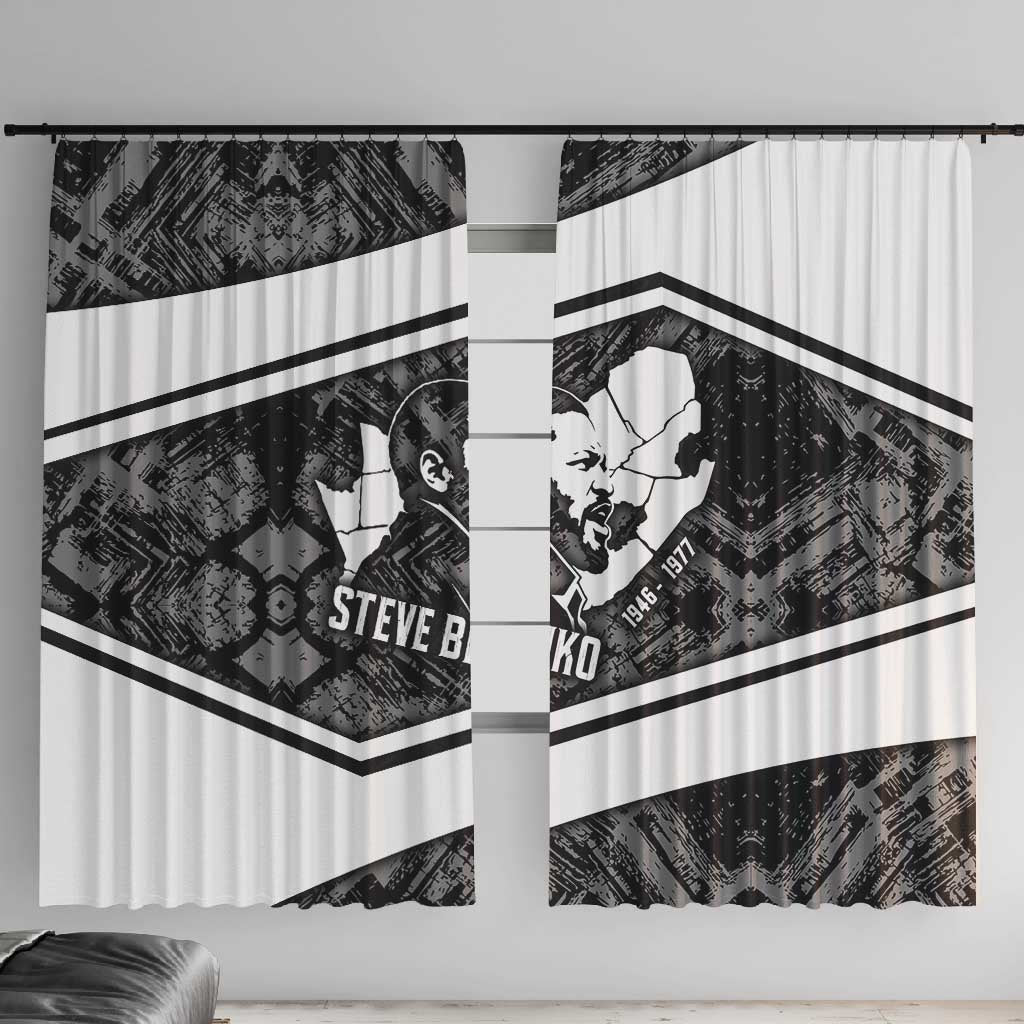 Steve Biko Window Curtain with Monochrome Portrait, Ideas Do Not Die Quote - African Pride