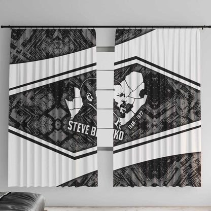 Steve Biko Window Curtain with Monochrome Portrait, Ideas Do Not Die Quote - African Pride
