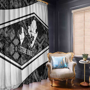 Steve Biko Window Curtain with Monochrome Portrait, Ideas Do Not Die Quote - African Pride
