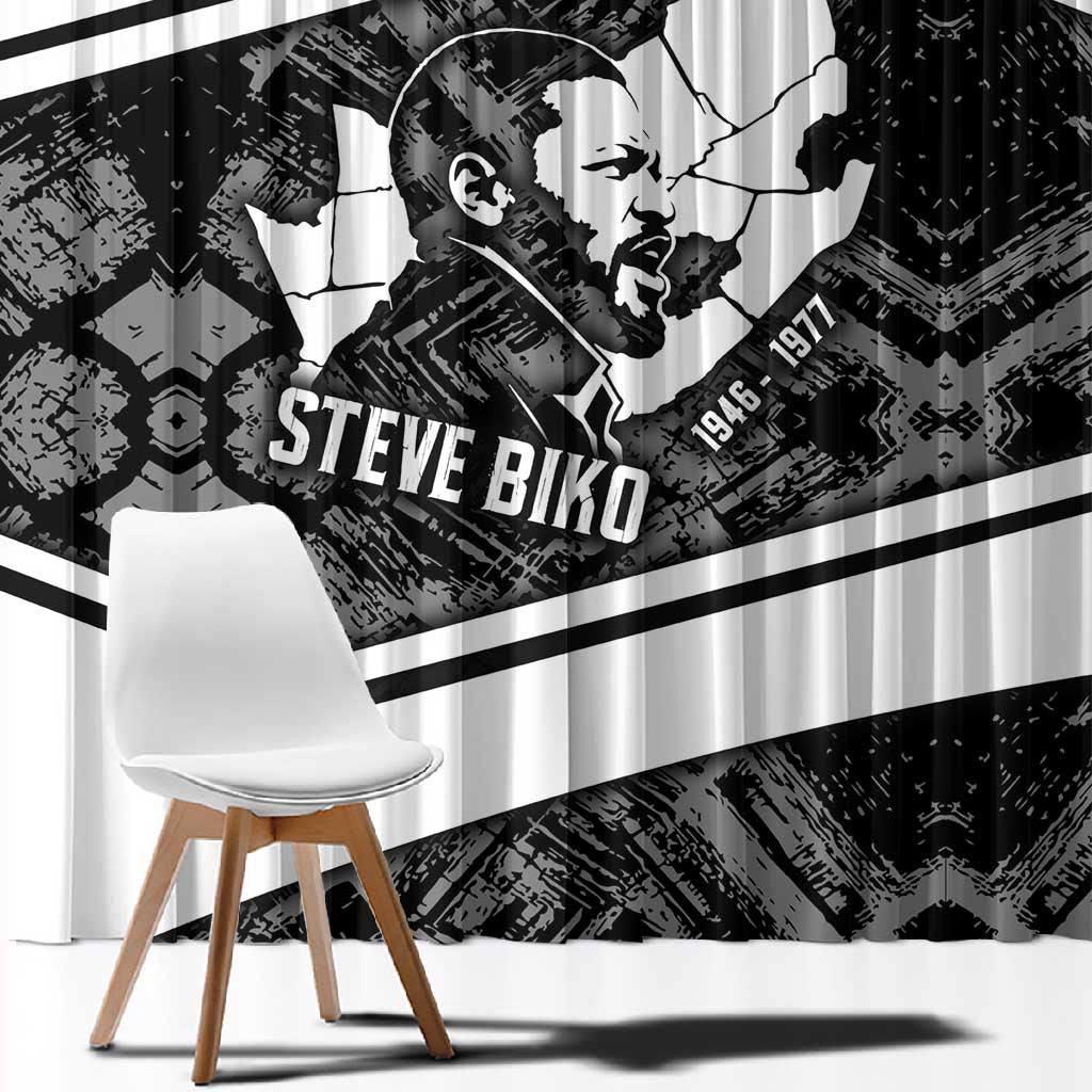 Steve Biko Window Curtain with Monochrome Portrait, Ideas Do Not Die Quote - African Pride