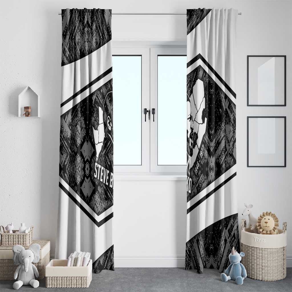 Steve Biko Window Curtain with Monochrome Portrait, Ideas Do Not Die Quote - African Pride