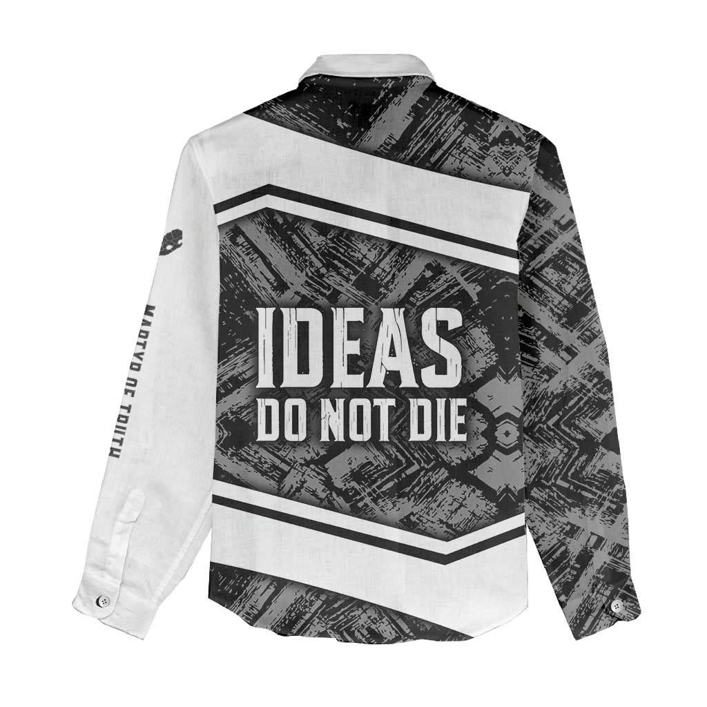 Steve Biko Women Casual Shirt with Monochrome Portrait, Ideas Do Not Die Quote - African Pride