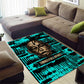 Chinua Achebe Area Rug with Tribal Mask Design, Things Fall Apart Quote and Teal Abstract - African Pride