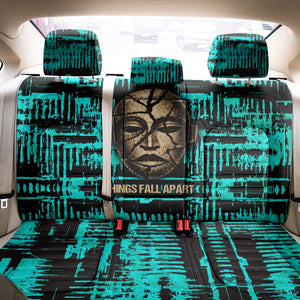 Chinua Achebe Back Car Seat Cover with Tribal Mask Design, Things Fall Apart Quote and Teal Abstract - African Pride