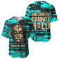 Chinua Achebe Baseball Jersey with Tribal Mask Design, Things Fall Apart Quote and Teal Abstract - African Pride