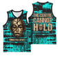 Chinua Achebe Basketball Jersey with Tribal Mask Design, Things Fall Apart Quote and Teal Abstract - African Pride
