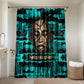 Chinua Achebe Bathroom Set with Tribal Mask Design, Things Fall Apart Quote and Teal Abstract - African Pride