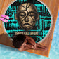 Chinua Achebe Beach Blanket with Tribal Mask Design, Things Fall Apart Quote and Teal Abstract - African Pride