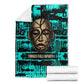 Chinua Achebe Blanket with Tribal Mask Design, Things Fall Apart Quote and Teal Abstract - African Pride