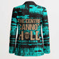 Chinua Achebe Blazer with Tribal Mask Design, Things Fall Apart Quote and Teal Abstract - African Pride