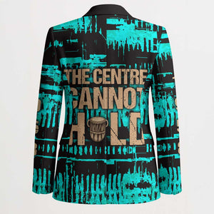Chinua Achebe Blazer with Tribal Mask Design, Things Fall Apart Quote and Teal Abstract - African Pride