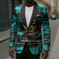 Chinua Achebe Blazer with Tribal Mask Design, Things Fall Apart Quote and Teal Abstract - African Pride