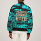 Chinua Achebe Bomber Jacket with Tribal Mask Design, Things Fall Apart Quote and Teal Abstract - African Pride
