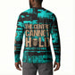 Chinua Achebe Button Sweatshirt with Tribal Mask Design, Things Fall Apart Quote and Teal Abstract