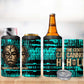 Chinua Achebe 4 in 1 Can Cooler Tumbler with Tribal Mask Design, Things Fall Apart Quote and Teal Abstract - African Pride