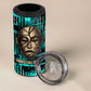 Chinua Achebe 4 in 1 Can Cooler Tumbler with Tribal Mask Design, Things Fall Apart Quote and Teal Abstract - African Pride
