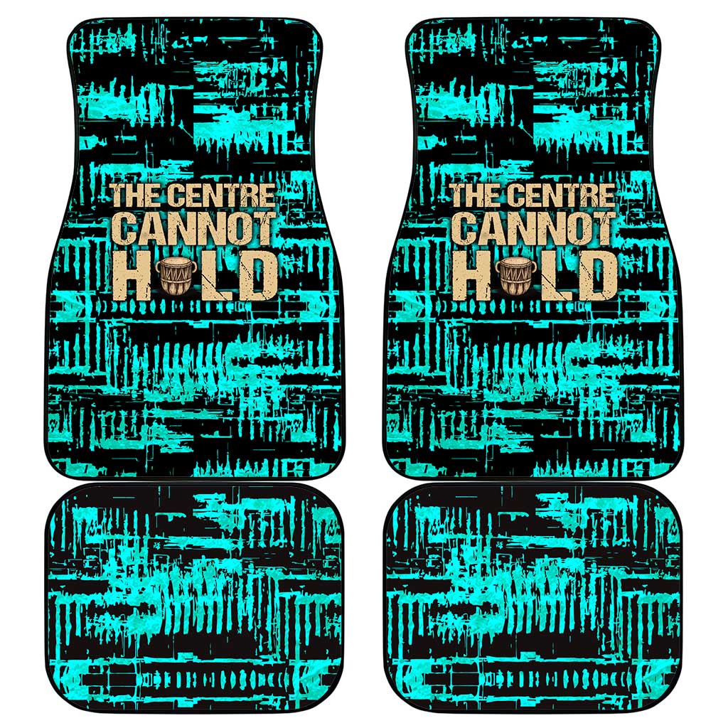 Chinua Achebe Car Mats with Tribal Mask Design, Things Fall Apart Quote and Teal Abstract - African Pride