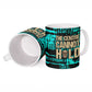 Chinua Achebe Ceramic Mug with Tribal Mask Design, Things Fall Apart Quote and Teal Abstract - African Pride