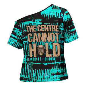 Chinua Achebe Cross Shoulder Shirt with Tribal Mask Design, Things Fall Apart Quote and Teal Abstract - African Pride