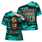 Chinua Achebe Cross Shoulder Shirt with Tribal Mask Design, Things Fall Apart Quote and Teal Abstract - African Pride