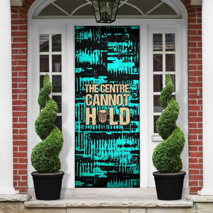 Chinua Achebe Door Cover with Tribal Mask Design, Things Fall Apart Quote and Teal Abstract - African Pride