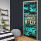 Chinua Achebe Door Cover with Tribal Mask Design, Things Fall Apart Quote and Teal Abstract - African Pride