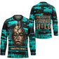 Chinua Achebe Hockey Jersey with Tribal Mask Design, Things Fall Apart Quote and Teal Abstract - African Pride