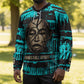 Chinua Achebe Hockey Jersey with Tribal Mask Design, Things Fall Apart Quote and Teal Abstract - African Pride