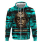 Chinua Achebe Hoodie with Tribal Mask Design, Things Fall Apart Quote and Teal Abstract - African Pride