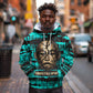 Chinua Achebe Hoodie with Tribal Mask Design, Things Fall Apart Quote and Teal Abstract - African Pride