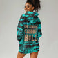 Chinua Achebe Hoodie Dress with Tribal Mask Design, Things Fall Apart Quote and Teal Abstract - African Pride