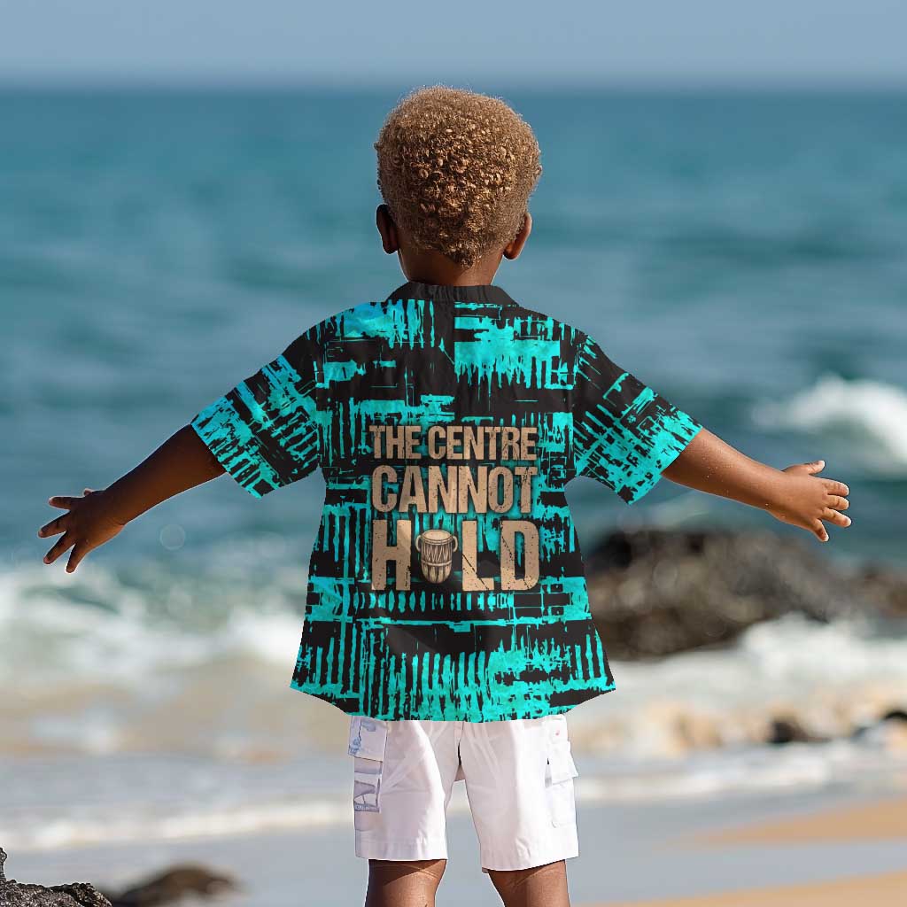 Chinua Achebe Kid Hawaiian Shirt with Tribal Mask Design, Things Fall Apart Quote and Teal Abstract - African Pride