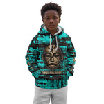 Chinua Achebe Kid Hoodie with Tribal Mask Design, Things Fall Apart Quote and Teal Abstract - African Pride