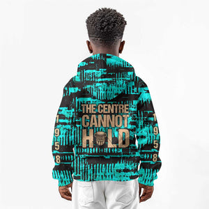 Chinua Achebe Kid Hoodie with Tribal Mask Design, Things Fall Apart Quote and Teal Abstract - African Pride