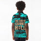 Chinua Achebe Kid Polo Shirt with Tribal Mask Design, Things Fall Apart Quote and Teal Abstract - African Pride