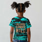 Chinua Achebe Kid T shirt with Tribal Mask Design, Things Fall Apart Quote and Teal Abstract - African Pride