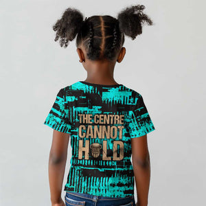 Chinua Achebe Kid T shirt with Tribal Mask Design, Things Fall Apart Quote and Teal Abstract - African Pride