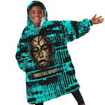 Chinua Achebe Kid Wearable Blanket Hoodie with Tribal Mask Design, Things Fall Apart Quote and Teal Abstract - African Pride