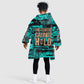 Chinua Achebe Kid Wearable Blanket Hoodie with Tribal Mask Design, Things Fall Apart Quote and Teal Abstract - African Pride