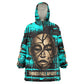 Chinua Achebe Kid Wearable Blanket Hoodie with Tribal Mask Design, Things Fall Apart Quote and Teal Abstract - African Pride