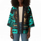 Chinua Achebe Kimono with Tribal Mask Design, Things Fall Apart Quote and Teal Abstract - African Pride
