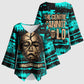 Chinua Achebe Kimono Sleeve Blouse with Tribal Mask Design, Things Fall Apart Quote and Teal Abstract - African Pride