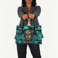 Chinua Achebe Leather Bag with Tribal Mask Design, Things Fall Apart Quote and Teal Abstract - African Pride