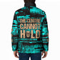 Chinua Achebe Padded Jacket with Tribal Mask Design, Things Fall Apart Quote and Teal Abstract - African Pride