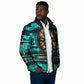 Chinua Achebe Padded Jacket with Tribal Mask Design, Things Fall Apart Quote and Teal Abstract - African Pride